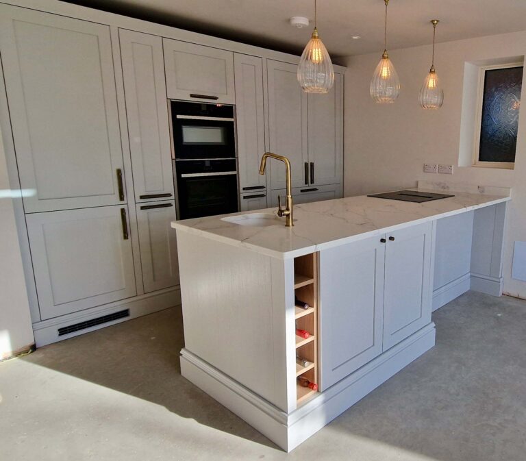 Halton Property Service; Shaker duck egg kitchen with island and double oven
