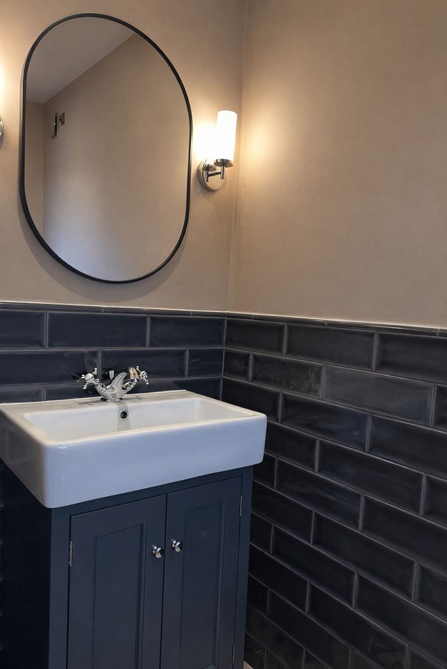 Halton Property Service; Stylish Cloakroom Transformation in Hordle with a Bold Design Twist